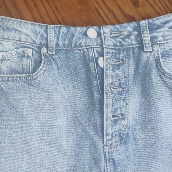 ZARA Satin Effect Denim Print A-Line Skirt - LARGE - Picture 10 of 12